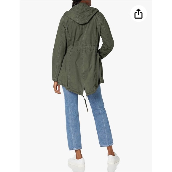 Levi's Hooded Anorak Military Jacket Army Green Utility Cargo Coat Women's XS - Picture 3 of 8